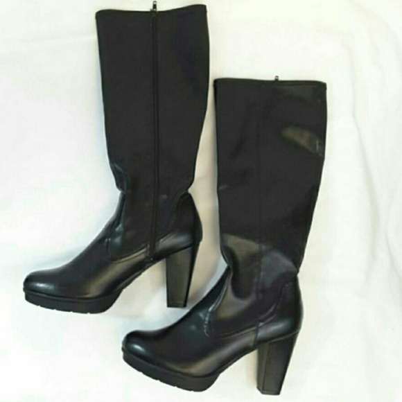 Shoes - GOOD TURN, Black Knee High Platform Boots, sz 9.5